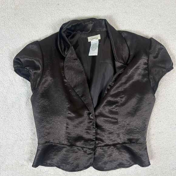 Speechless Whimsigoth Dark Brown Button Up Office Siren Vest/Shirt - Picture 1 of 4